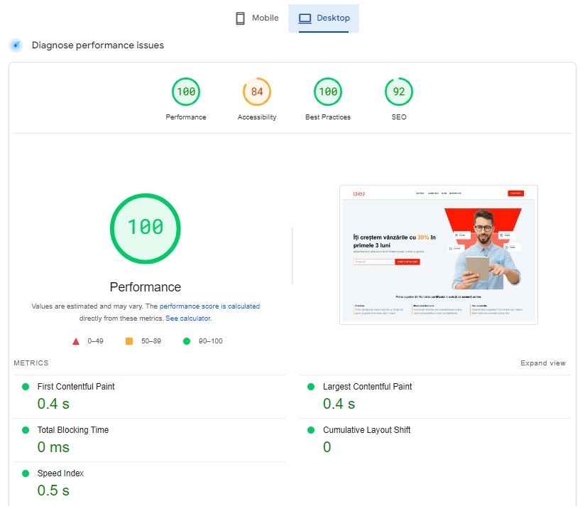 Audit SEO Optimizare-viteza-site-verificare-vitezei-de-incarcare-a-continultului-unei-pagini-web-adaptata-la-desktop-Aiez 